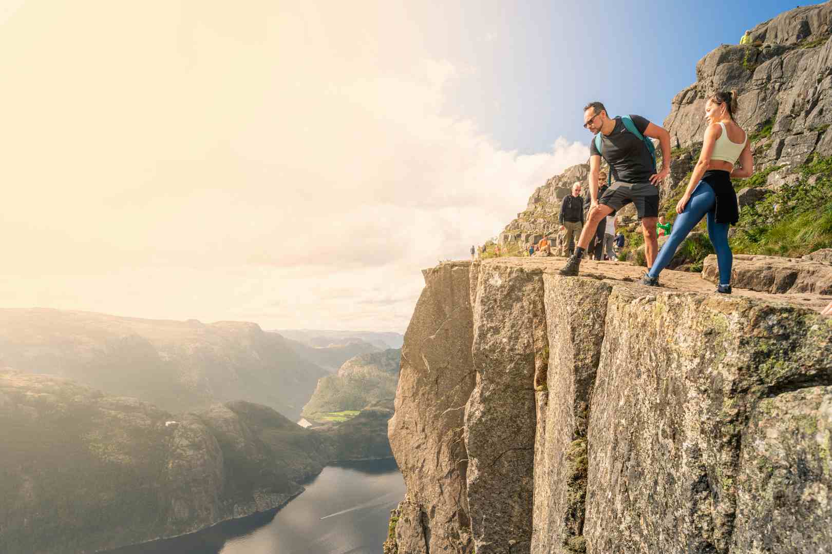 Scenic view of the Pulpit Rock/Preikestolen in Norway, with Lysefjorden in the background.