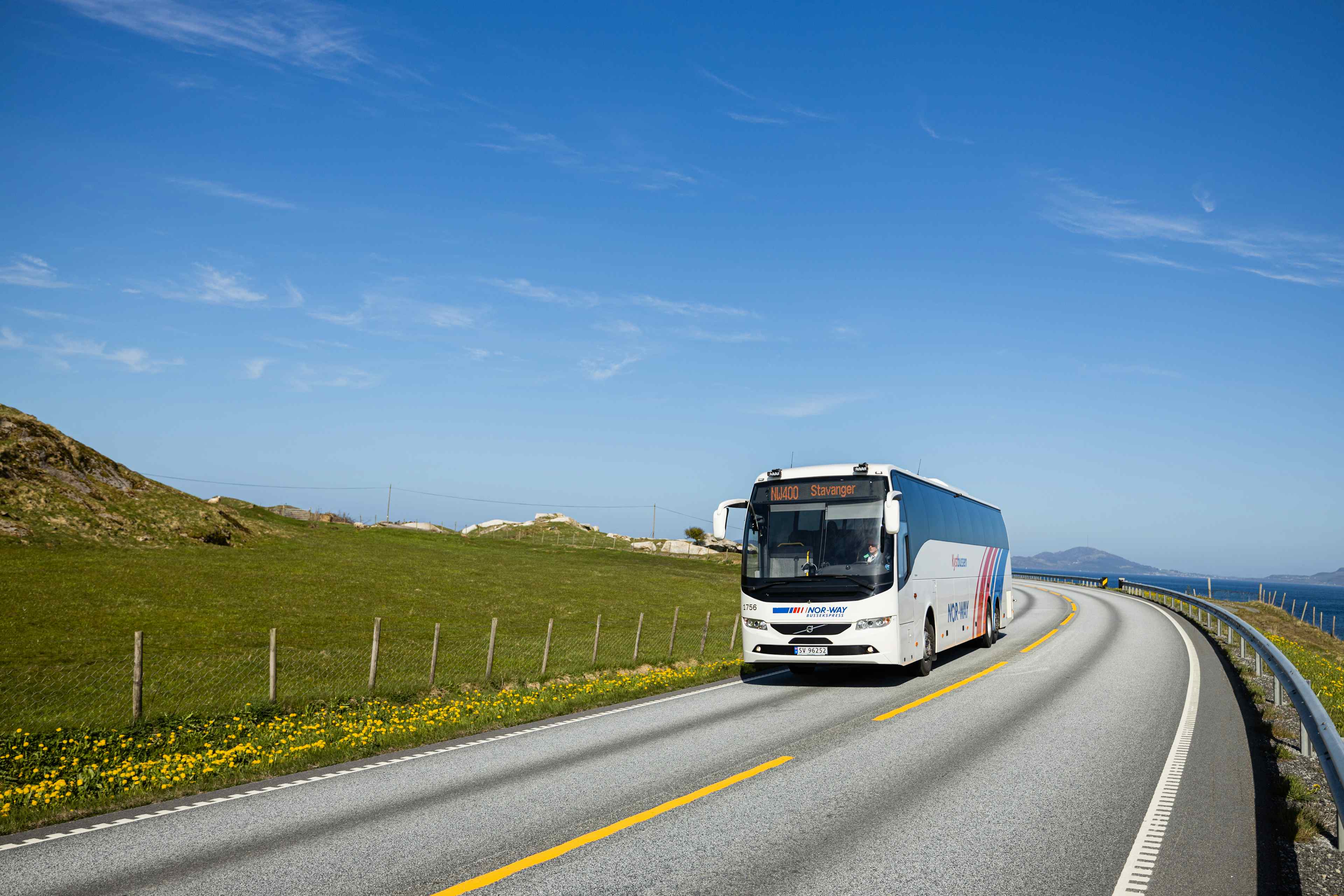 Kystbussen på vei fra Haugesund til Stavanger.